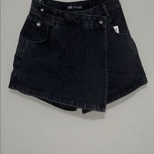 Black denim skort